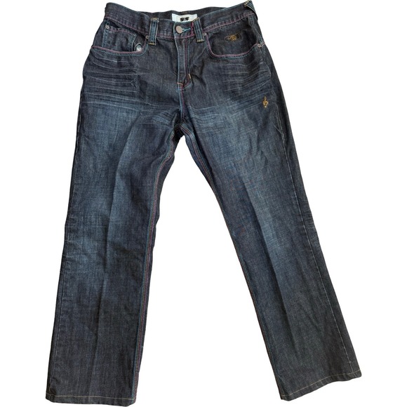 Songs of Freedom Other - Songs of Freedom Straight Jeans Mens 32 Dark Wash Rainbow Stitch Embroidered SOF